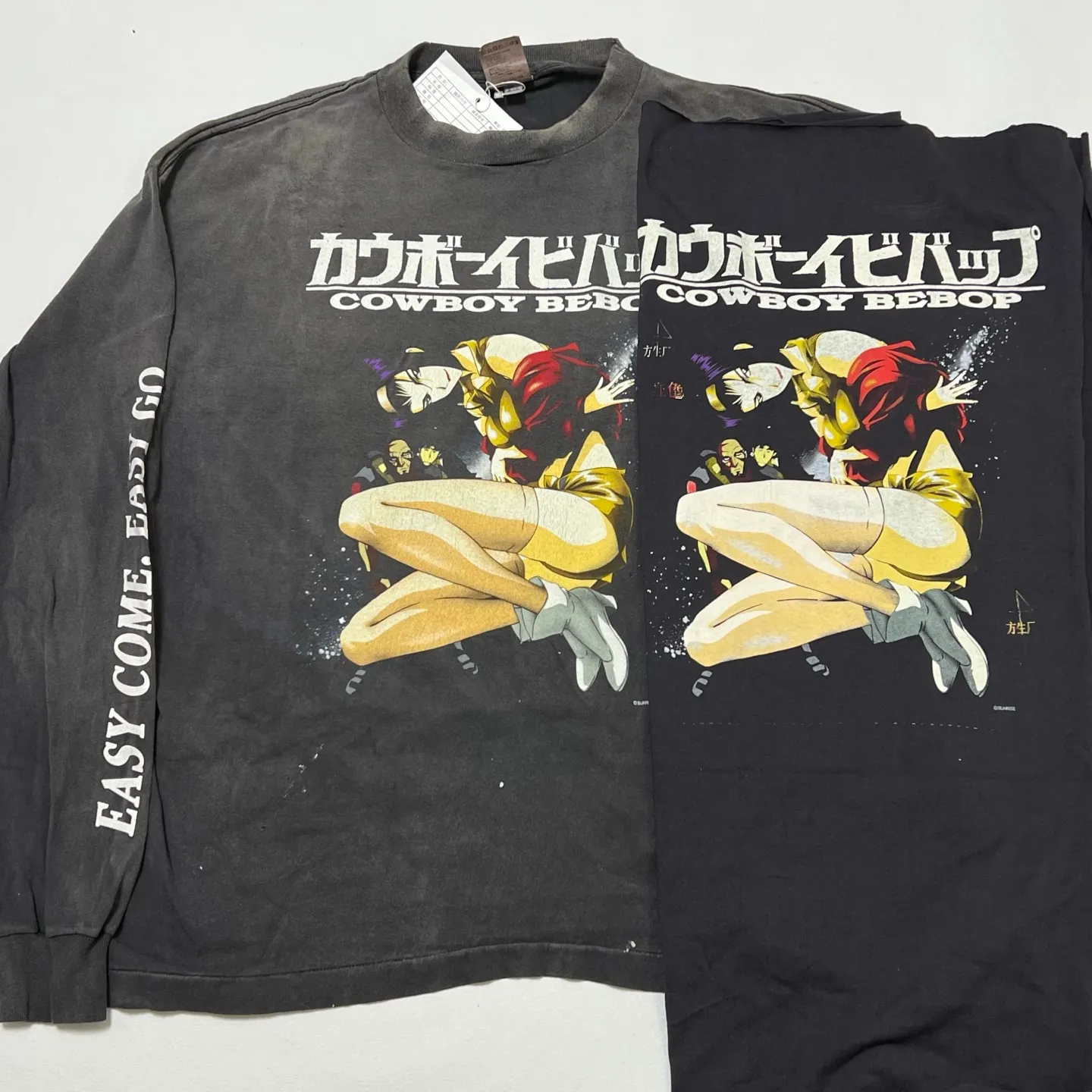 Printing proofing SAINT Mxxxxxx × カウボーイビバップ CB_LS TEE/COWBOY BEBOP/BLK Cowboy Bebop co-branded distressed long-sleeved S-XL Big IP anime co-branded Super cool printing design Distressed printing Cylindrical cloth Assute garment dyeing Heavy washing and water fading process Correct version Customized co-branded accessories Top purchasing level